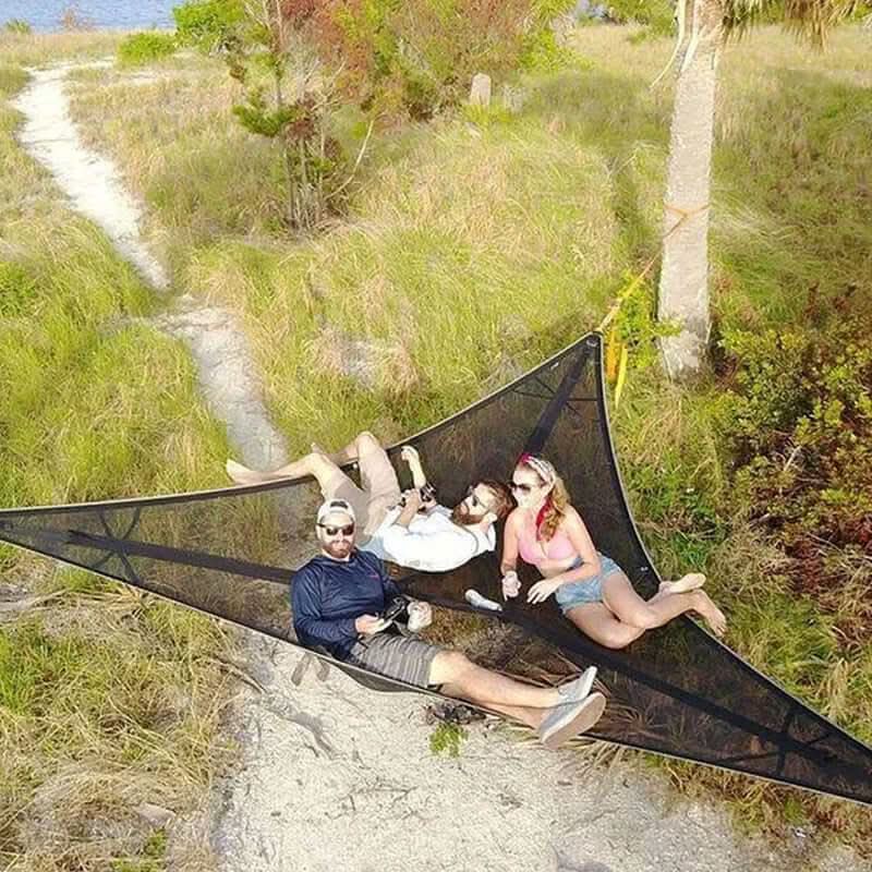 Triangle Multi-Person Camping Hammock with 3-Point Anchoring
