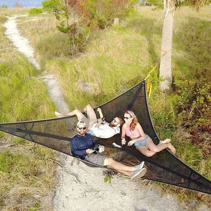 Triangle Multi-Person Camping Hammock with 3-Point Anchoring