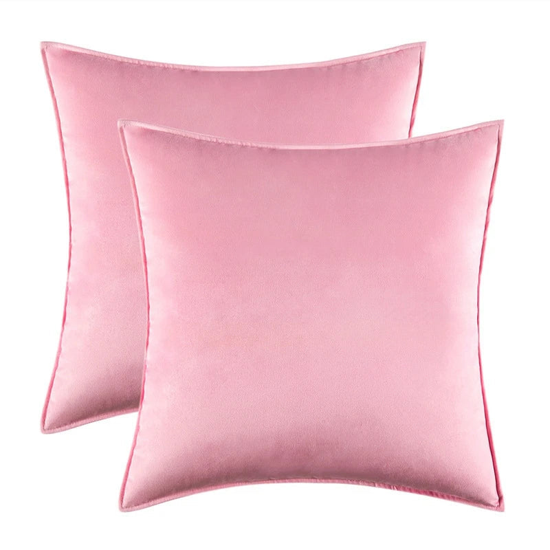 Velvet Cushion Covers Set of 2 with Piped Edges for Sofa and Bed