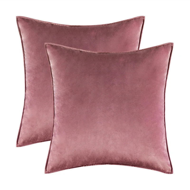Velvet Cushion Covers Set of 2 with Piped Edges for Sofa and Bed