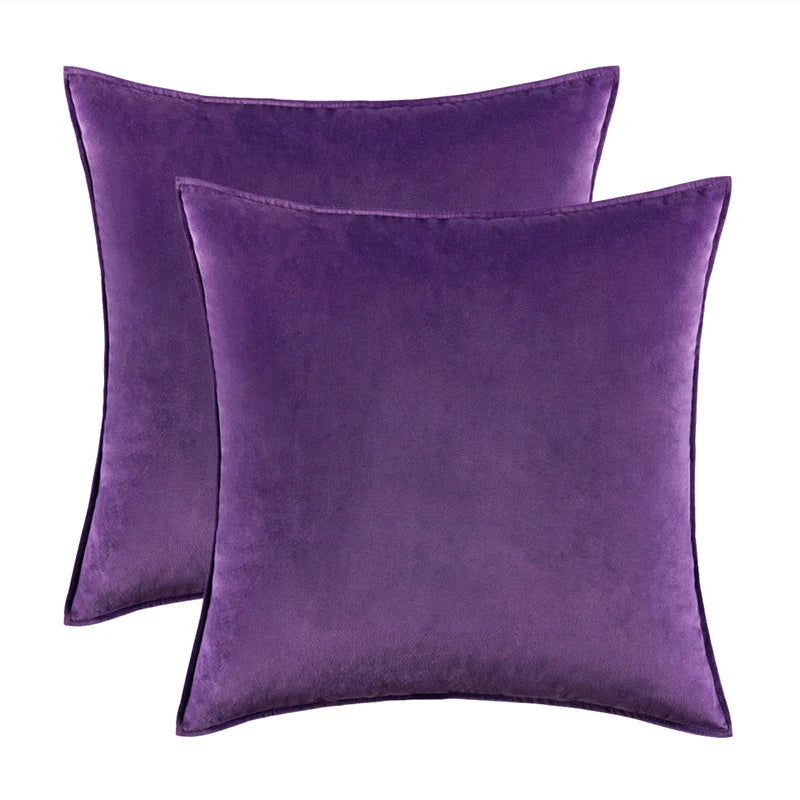 Velvet Cushion Covers Set of 2 with Piped Edges for Sofa and Bed
