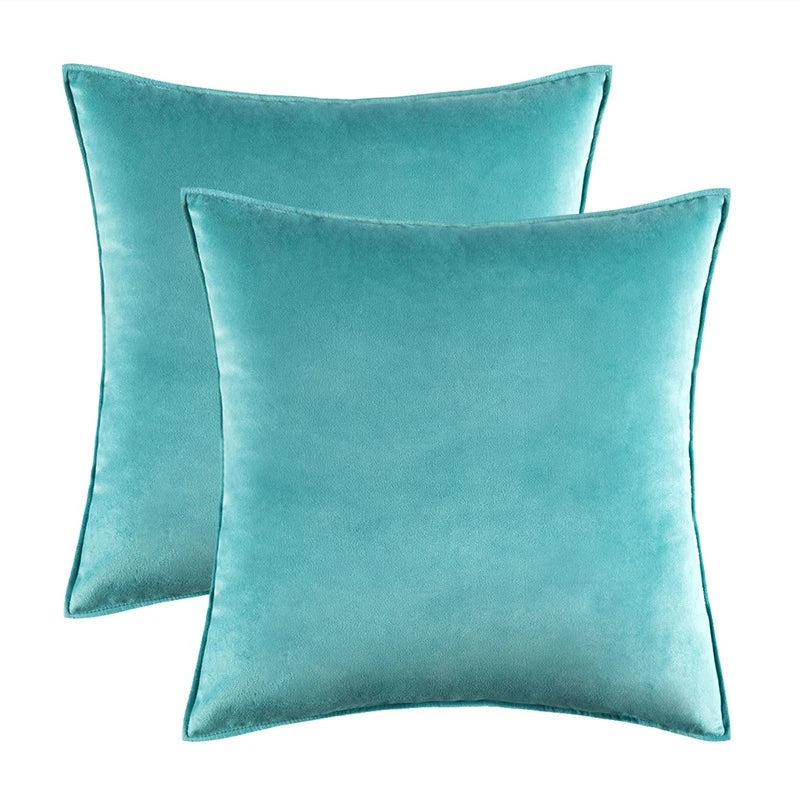 Velvet Cushion Covers Set of 2 with Piped Edges for Sofa and Bed
