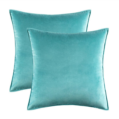 Velvet Cushion Covers Set of 2 with Piped Edges for Sofa and Bed