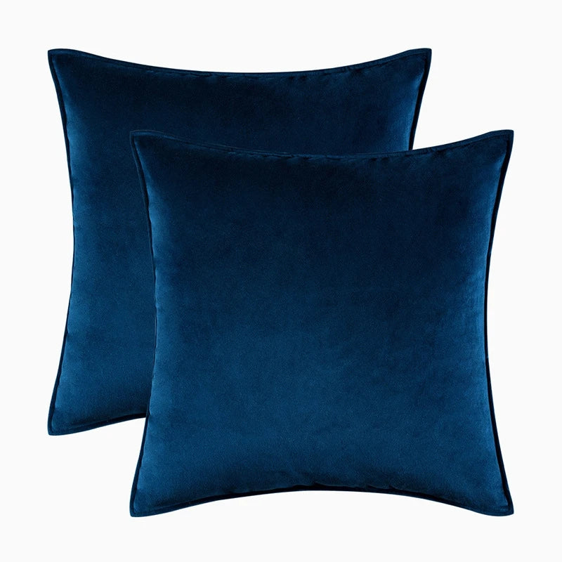 Velvet Cushion Covers Set of 2 with Piped Edges for Sofa and Bed