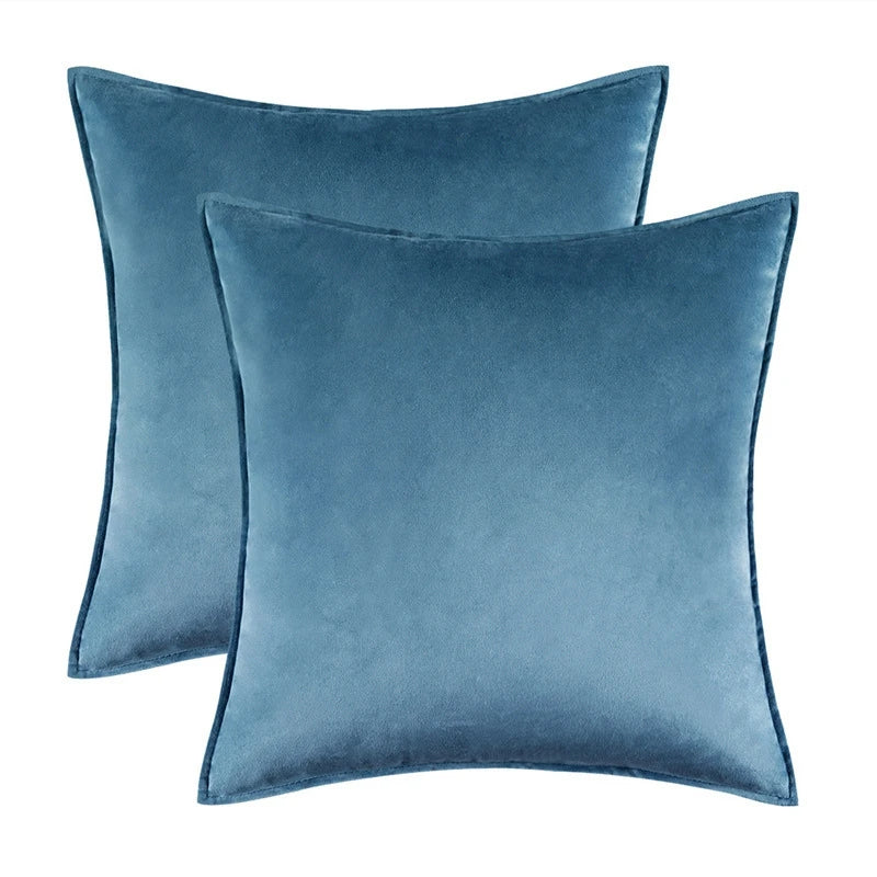 Velvet Cushion Covers Set of 2 with Piped Edges for Sofa and Bed