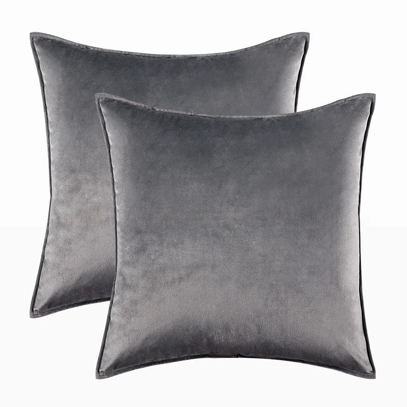 Velvet Cushion Covers Set of 2 with Piped Edges for Sofa and Bed