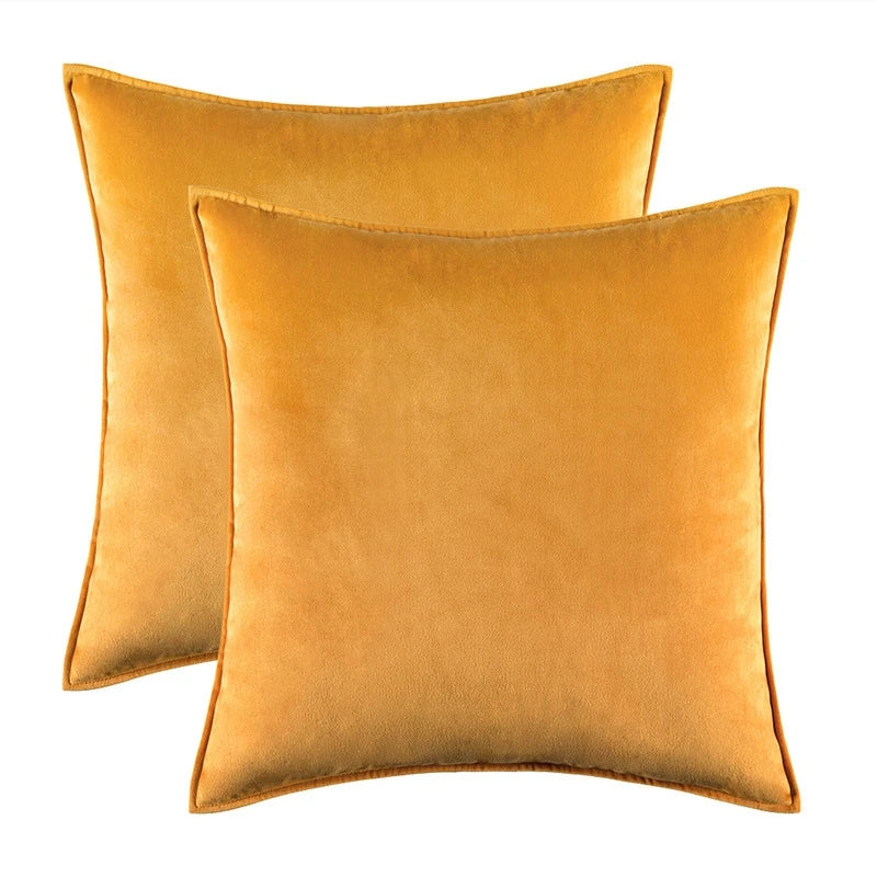 Velvet Cushion Covers Set of 2 with Piped Edges for Sofa and Bed
