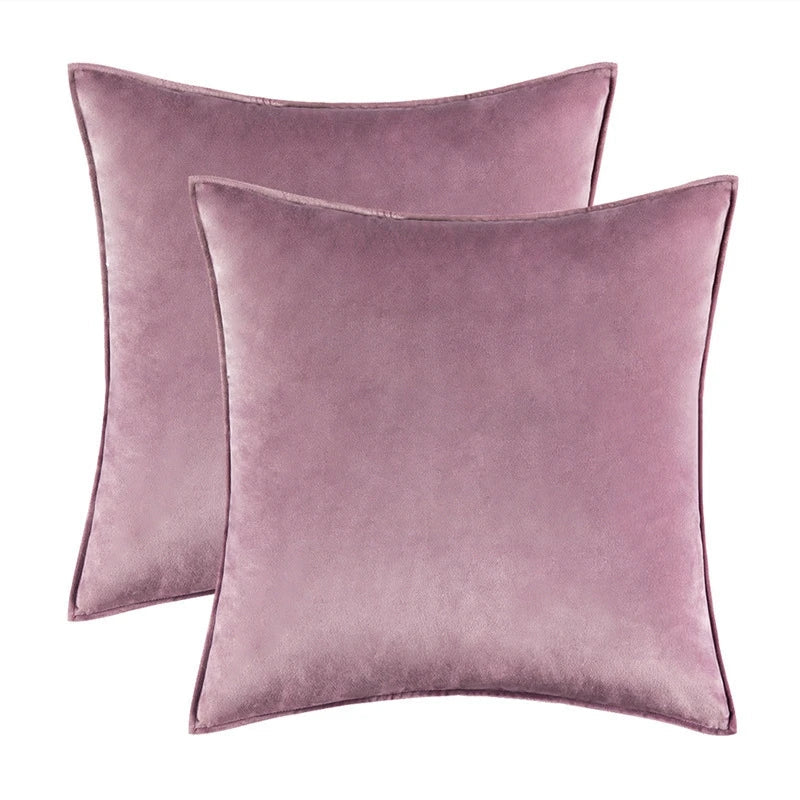 Velvet Cushion Covers Set of 2 with Piped Edges for Sofa and Bed