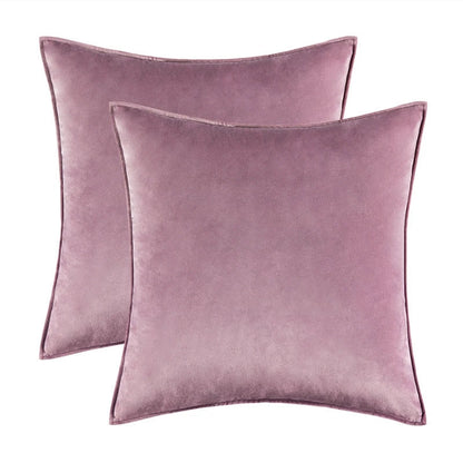 Velvet Cushion Covers Set of 2 with Piped Edges for Sofa and Bed