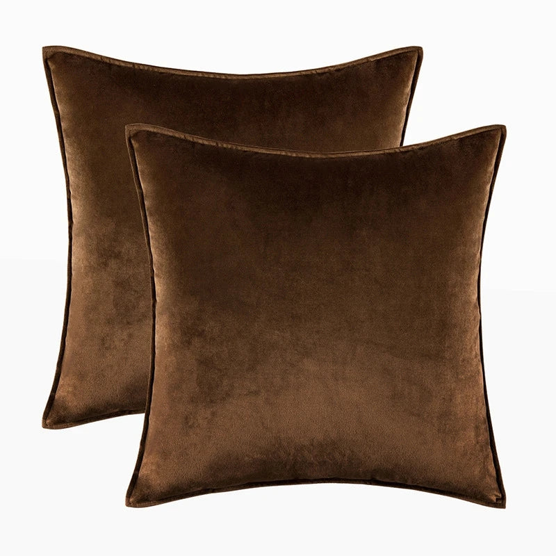Velvet Cushion Covers Set of 2 with Piped Edges for Sofa and Bed