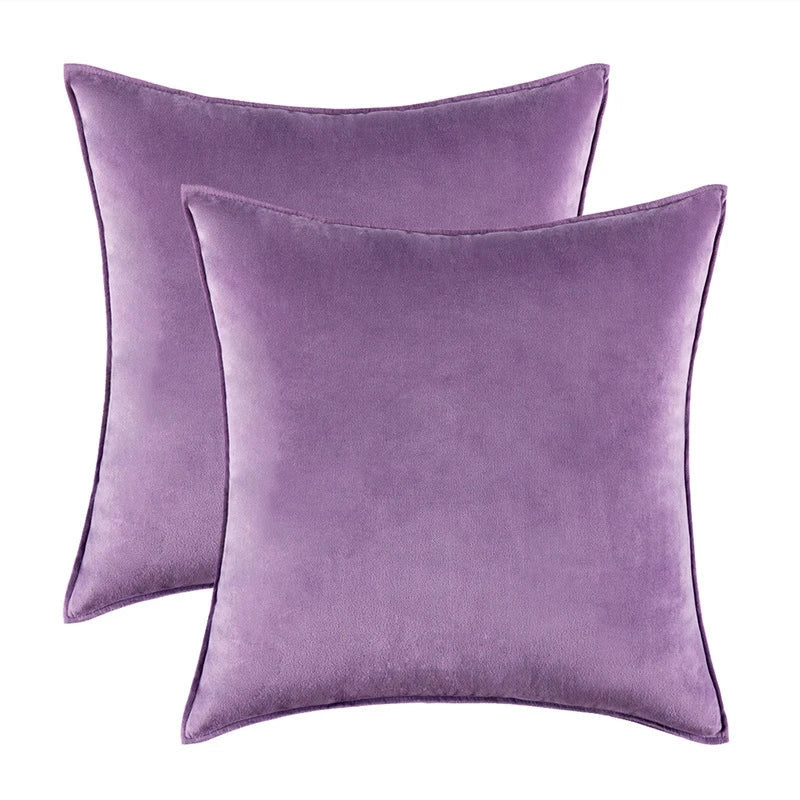 Velvet Cushion Covers Set of 2 with Piped Edges for Sofa and Bed