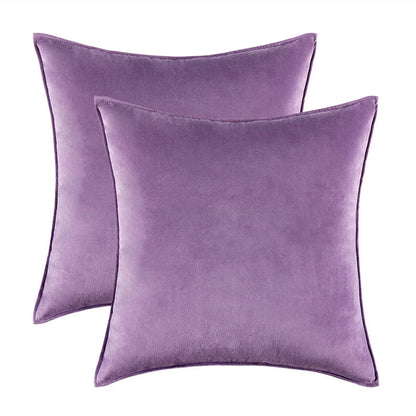 Velvet Cushion Covers Set of 2 with Piped Edges for Sofa and Bed