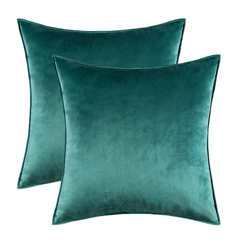 Velvet Cushion Covers Set of 2 with Piped Edges for Sofa and Bed