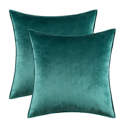 Velvet Cushion Covers Set of 2 with Piped Edges for Sofa and Bed