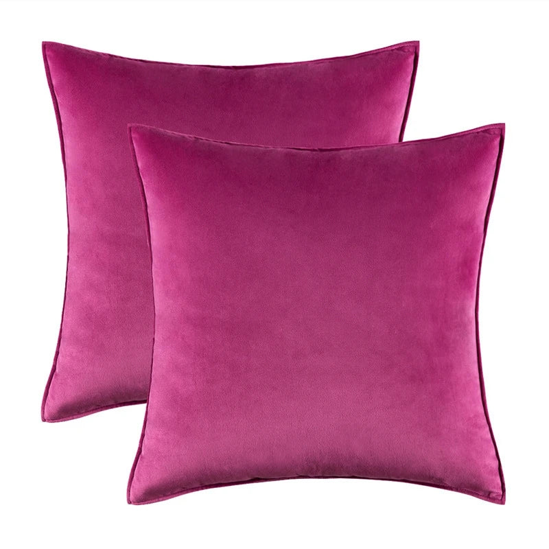 Velvet Cushion Covers Set of 2 with Piped Edges for Sofa and Bed