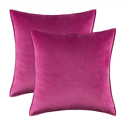 Velvet Cushion Covers Set of 2 with Piped Edges for Sofa and Bed