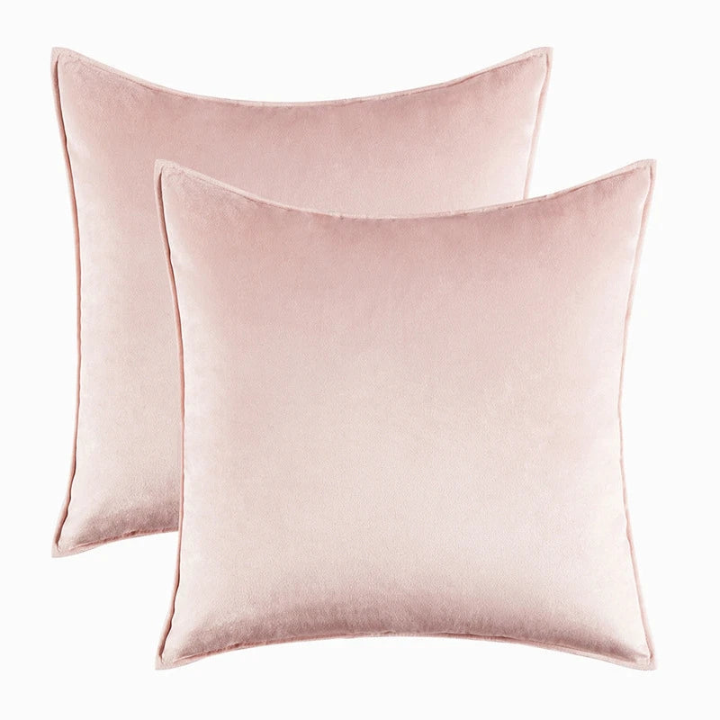 Velvet Cushion Covers Set of 2 with Piped Edges for Sofa and Bed