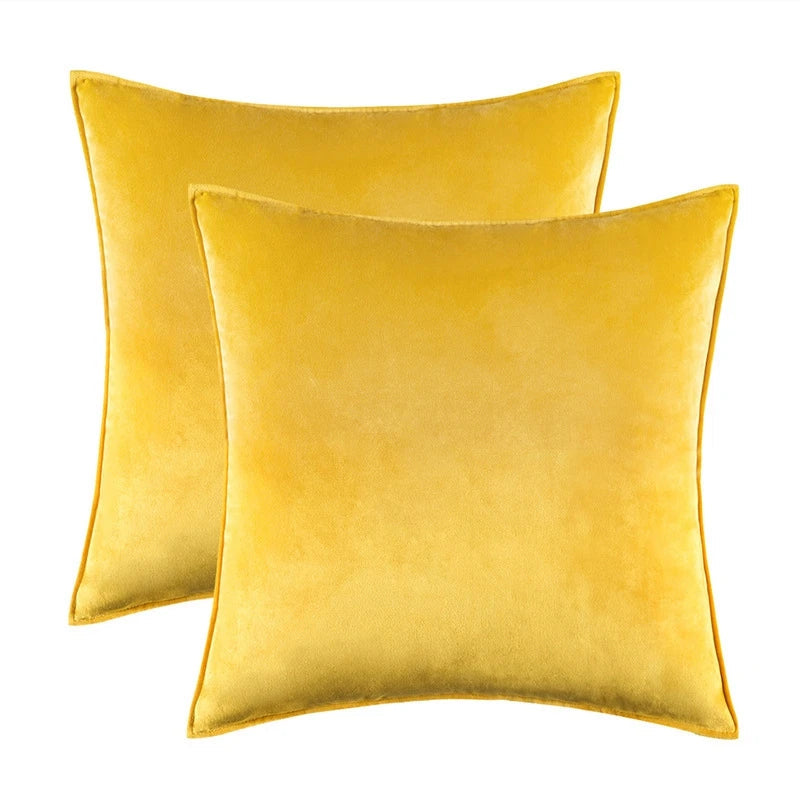 Velvet Cushion Covers Set of 2 with Piped Edges for Sofa and Bed