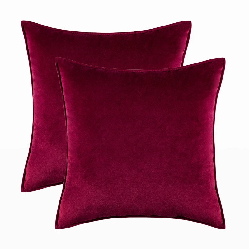 Velvet Cushion Covers Set of 2 with Piped Edges for Sofa and Bed