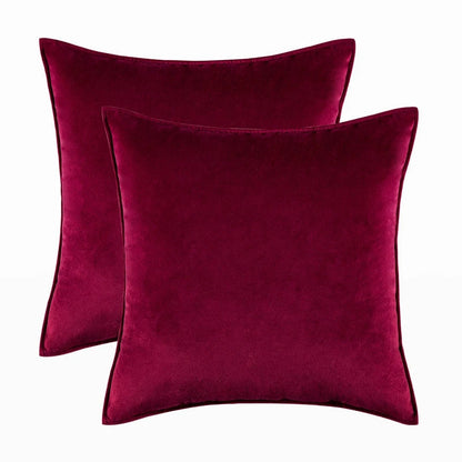Velvet Cushion Covers Set of 2 with Piped Edges for Sofa and Bed