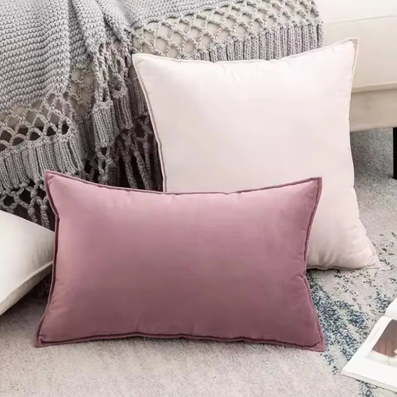 Velvet Cushion Covers Set of 2 with Piped Edges for Sofa and Bed