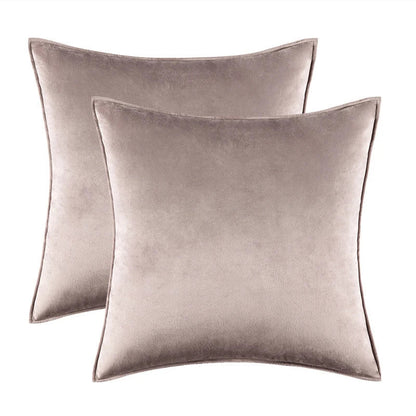 Velvet Cushion Covers Set of 2 with Piped Edges for Sofa and Bed