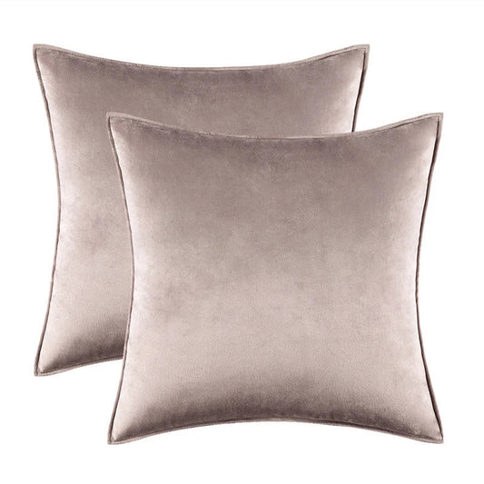 Velvet Cushion Covers Set of 2 with Piped Edges for Sofa and Bed