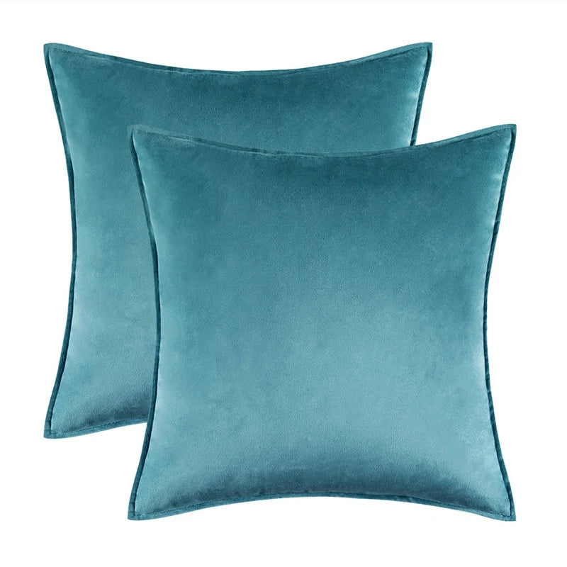 Velvet Cushion Covers Set of 2 with Piped Edges for Sofa and Bed