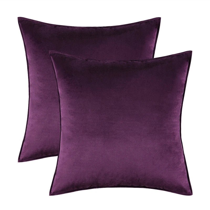 Velvet Cushion Covers Set of 2 with Piped Edges for Sofa and Bed