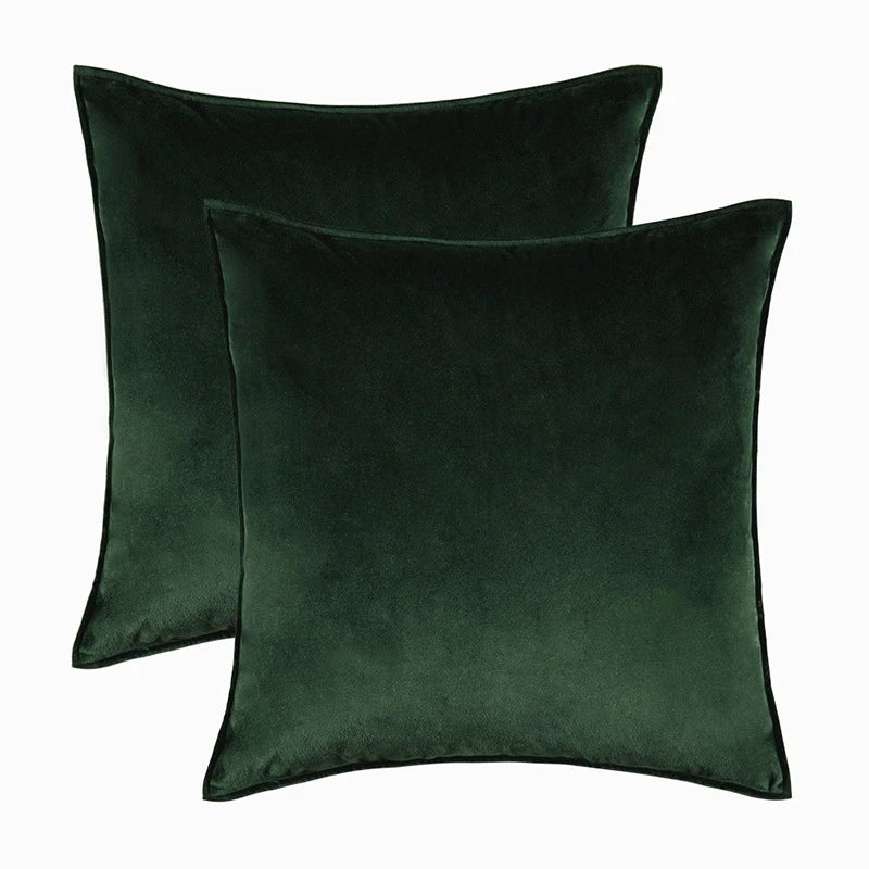 Velvet Cushion Covers Set of 2 with Piped Edges for Sofa and Bed