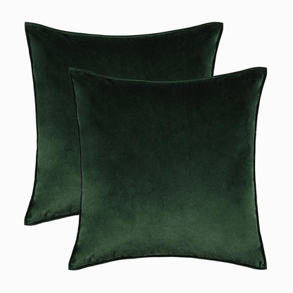 Velvet Cushion Covers Set of 2 with Piped Edges for Sofa and Bed
