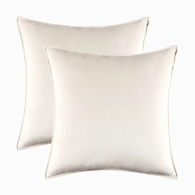 Velvet Cushion Covers Set of 2 with Piped Edges for Sofa and Bed