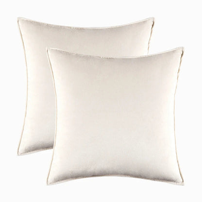 Velvet Cushion Covers Set of 2 with Piped Edges for Sofa and Bed