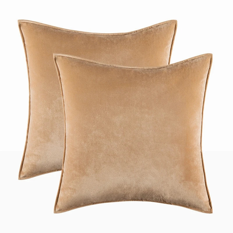 Velvet Cushion Covers Set of 2 with Piped Edges for Sofa and Bed