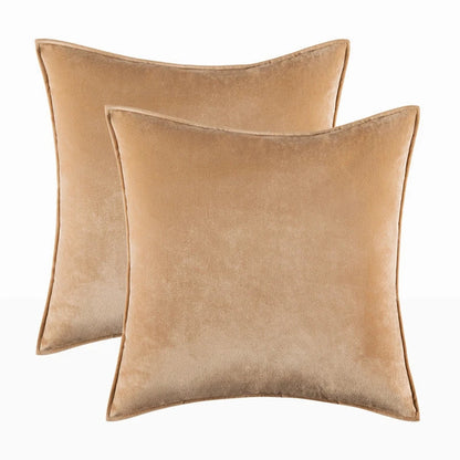 Velvet Cushion Covers Set of 2 with Piped Edges for Sofa and Bed