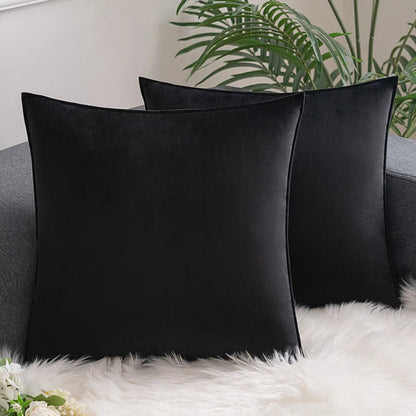 Velvet Cushion Covers Set of 2 with Piped Edges for Sofa and Bed