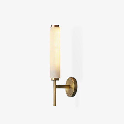 Wall Lamp Art Deco with Alabaster Cylinder Shade and Brass Finish