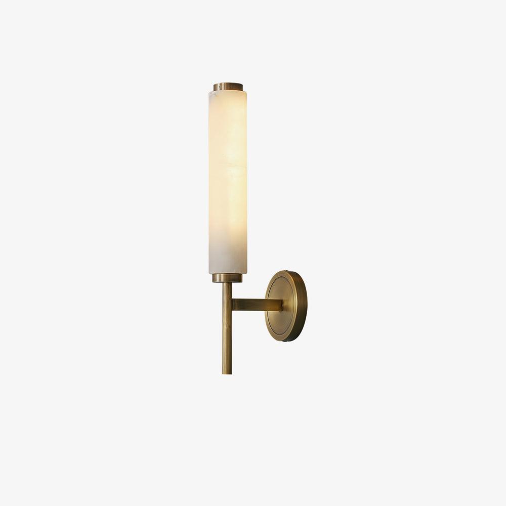 Wall Lamp Art Deco with Alabaster Cylinder Shade and Brass Finish