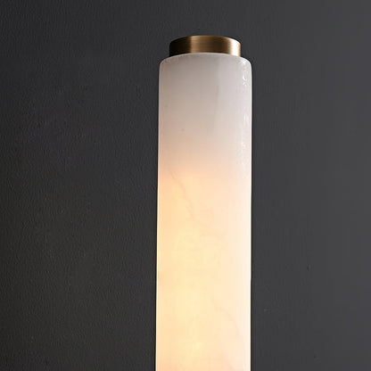 Wall Lamp Art Deco with Alabaster Cylinder Shade and Brass Finish