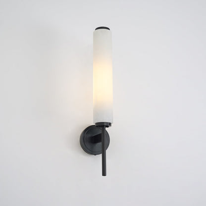 Wall Lamp Art Deco with Alabaster Cylinder Shade and Brass Finish