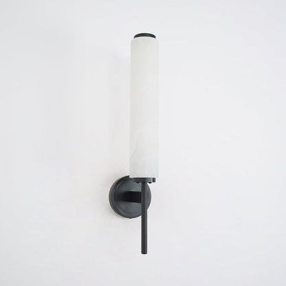 Wall Lamp Art Deco with Alabaster Cylinder Shade and Brass Finish