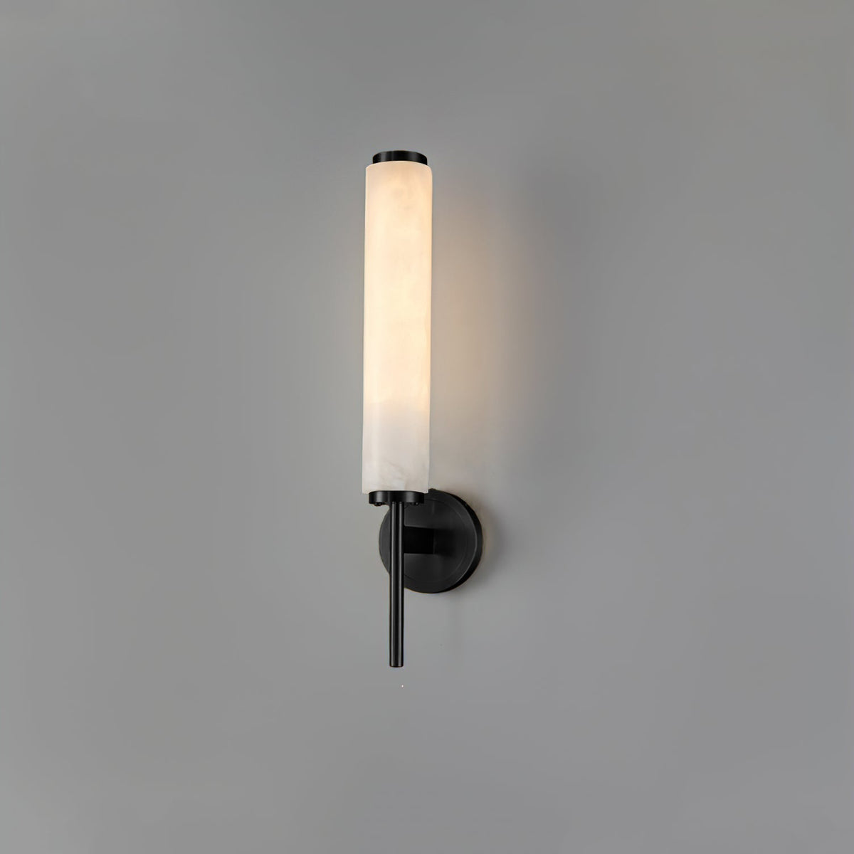 Wall Lamp Art Deco with Alabaster Cylinder Shade and Brass Finish