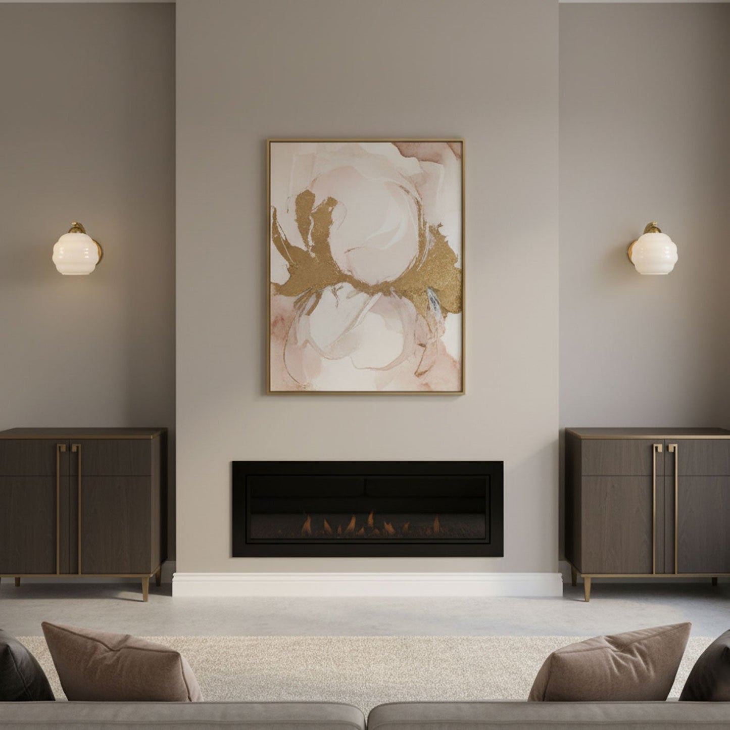Wall Lamp Art Deco with Curved Glass Shade and Brass or Chrome Finish