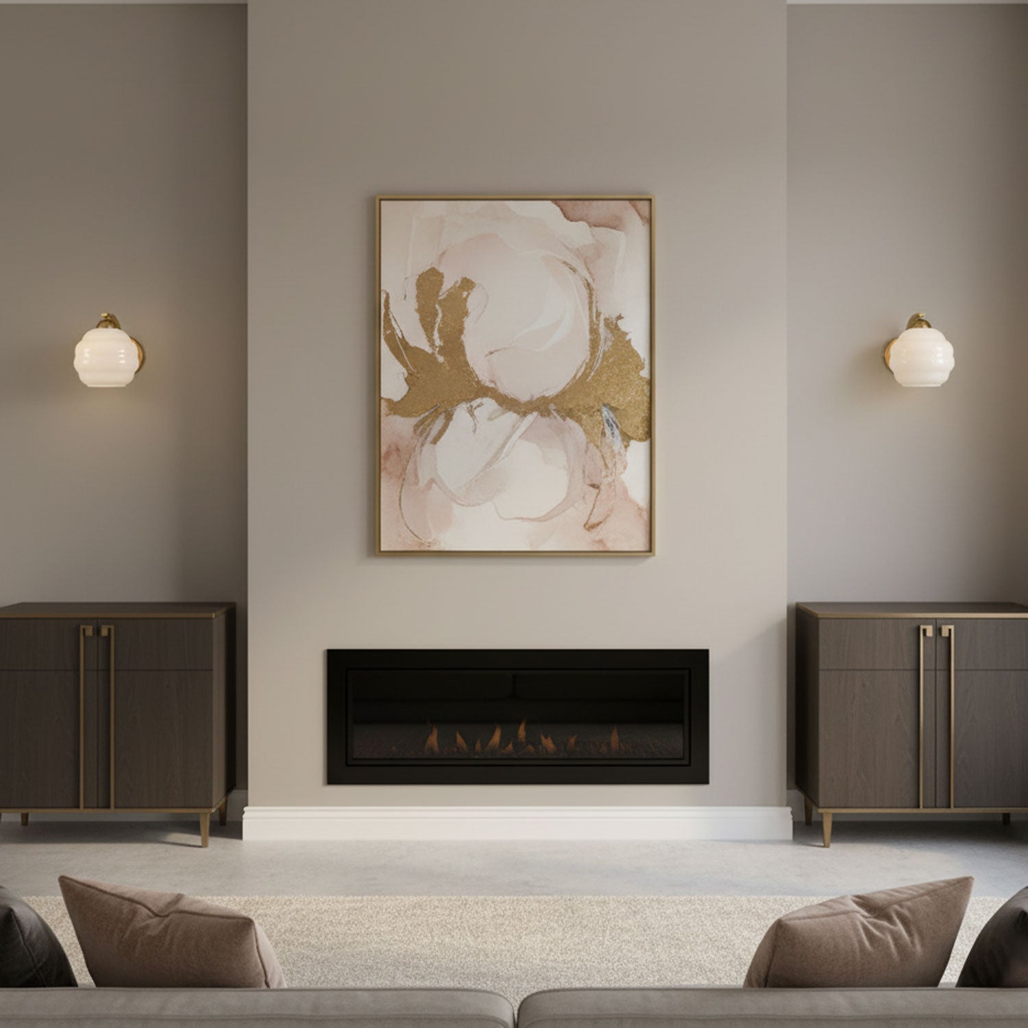 Wall Lamp Art Deco with Curved Glass Shade and Brass or Chrome Finish