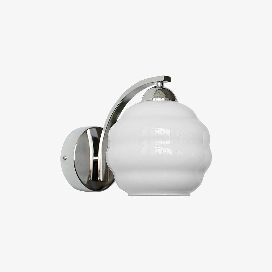 Wall Lamp Art Deco with Curved Glass Shade and Brass or Chrome Finish