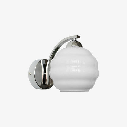 Wall Lamp Art Deco with Curved Glass Shade and Brass or Chrome Finish