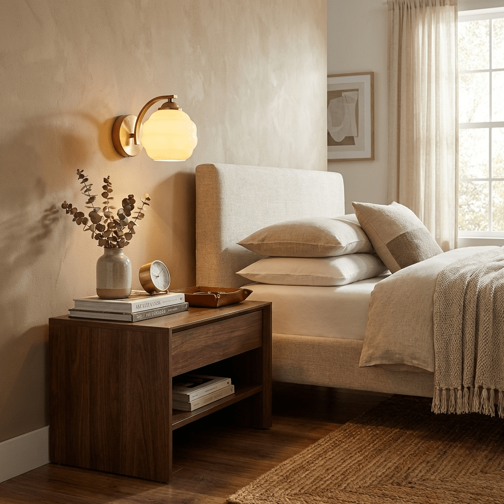 Wall Lamp Art Deco with Curved Glass Shade and Brass or Chrome Finish