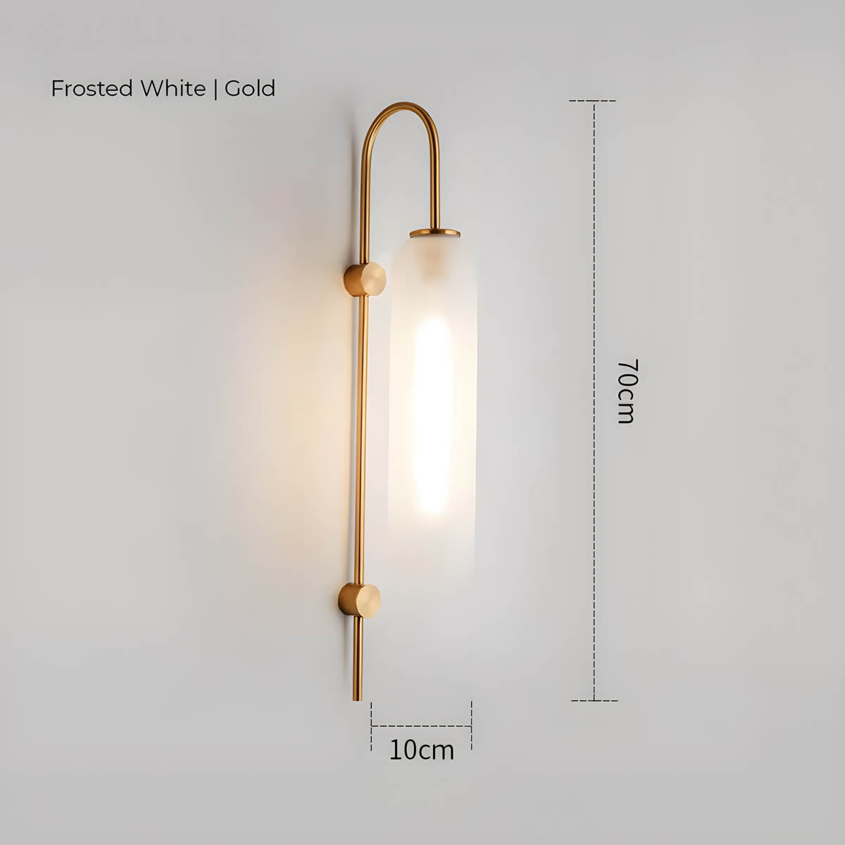 Wall Lamp Art Deco with Cylindrical Glass Shade and Arched Brass Frame