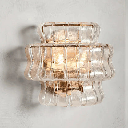 Wall Lamp Art Deco with Layered Textured Glass Shade