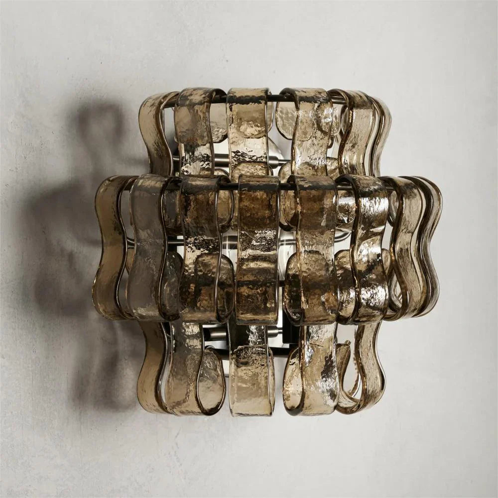 Wall Lamp Art Deco with Layered Textured Glass Shade